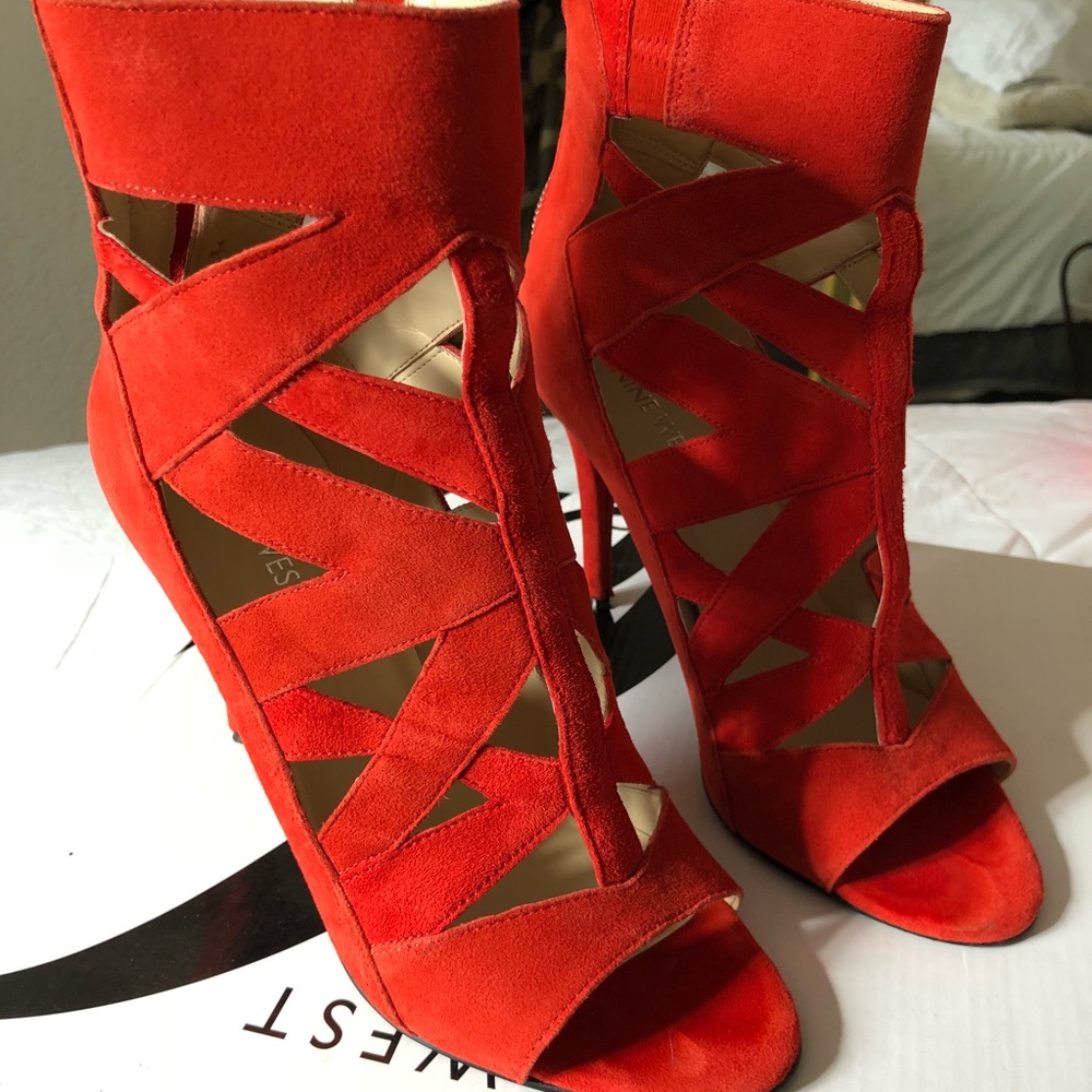 Red suede heels